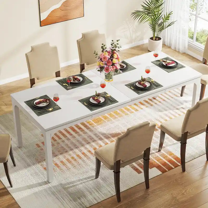 Dining Table for 6-8 Person, 78 inch Long Rectangular Kitchen Dining Table