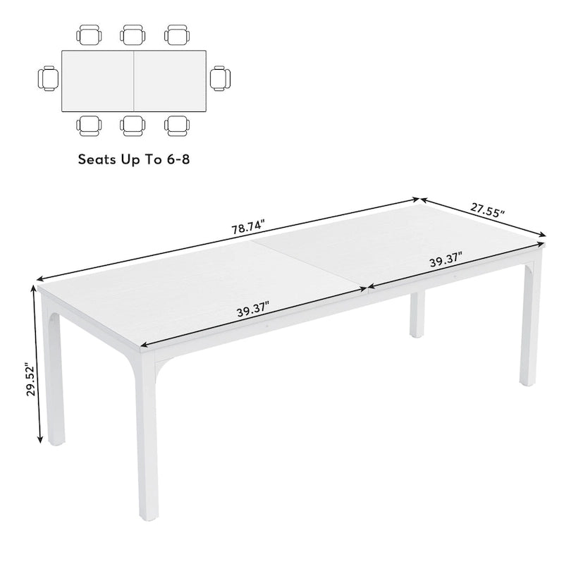 Dining Table for 6-8 Person, 78 inch Long Rectangular Kitchen Dining Table