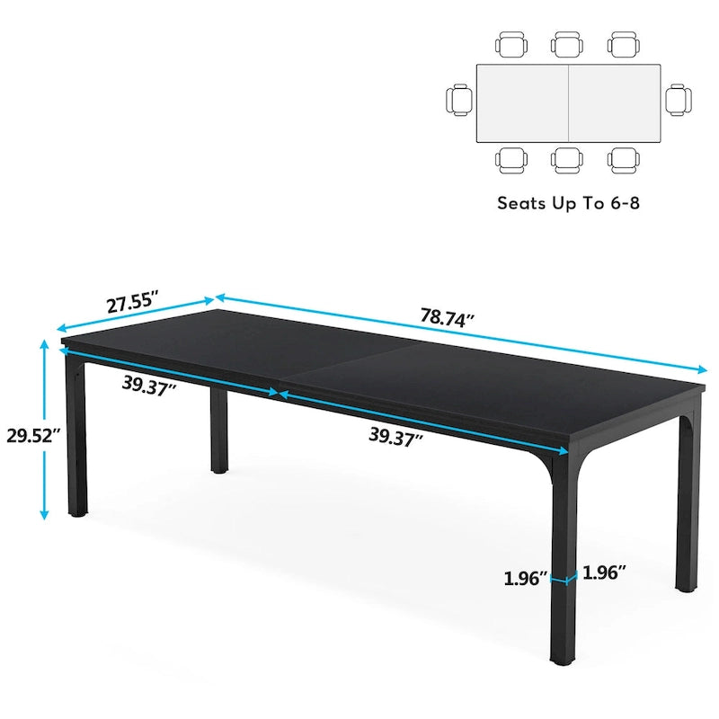 Dining Table for 6-8 Person, 78 inch Long Rectangular Kitchen Dining Table