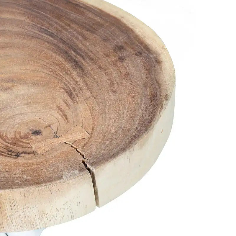 Solid Wood Cross-Cut Accent Table With Branch Base - Small