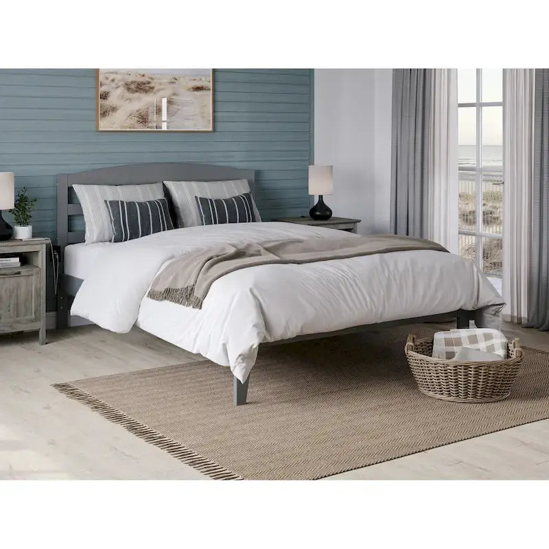 Solid Wood Platform Bed with Attachable USB Charger