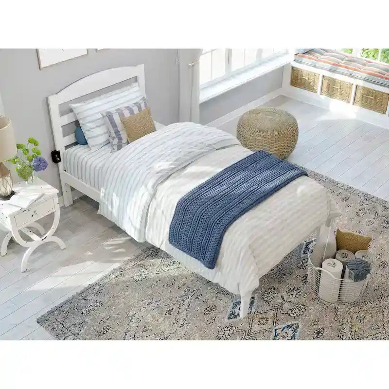 Solid Wood Platform Bed with Attachable USB Charger