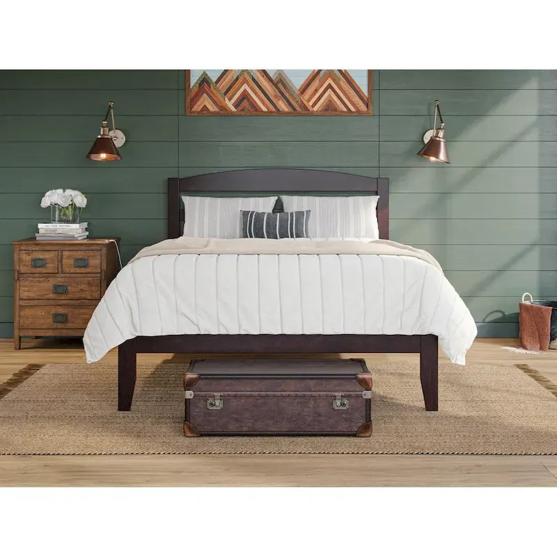 Solid Wood Platform Bed with Attachable USB Charger