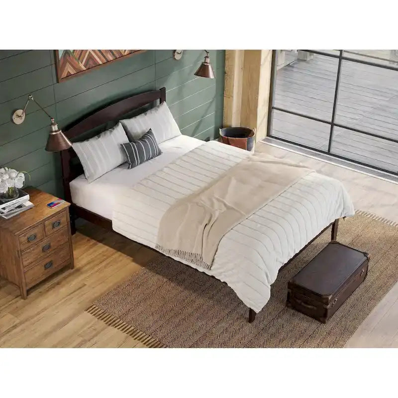 Solid Wood Platform Bed with Attachable USB Charger