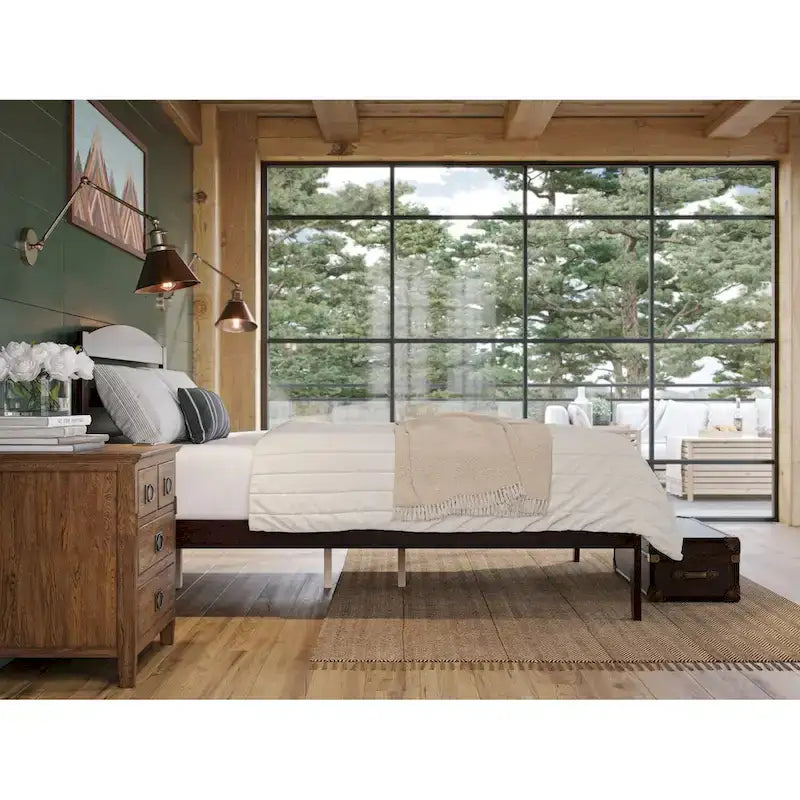Solid Wood Platform Bed with Attachable USB Charger