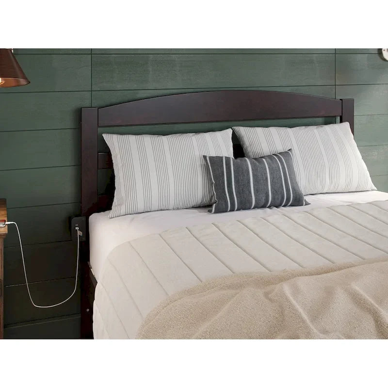 Solid Wood Platform Bed with Attachable USB Charger