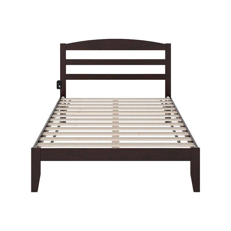 Solid Wood Platform Bed with Attachable USB Charger