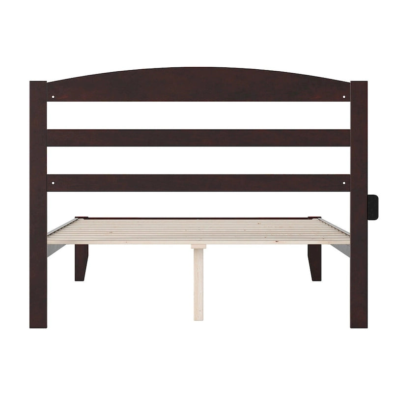 Solid Wood Platform Bed with Attachable USB Charger