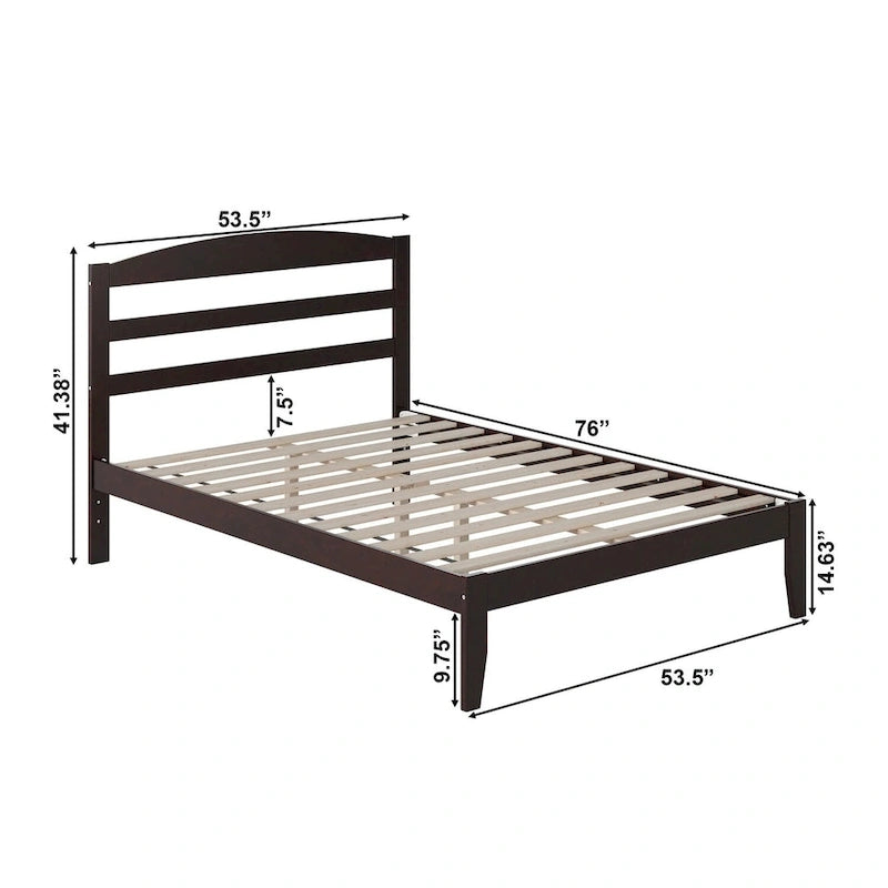 Solid Wood Platform Bed with Attachable USB Charger
