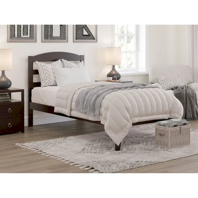 Solid Wood Platform Bed with Attachable USB Charger