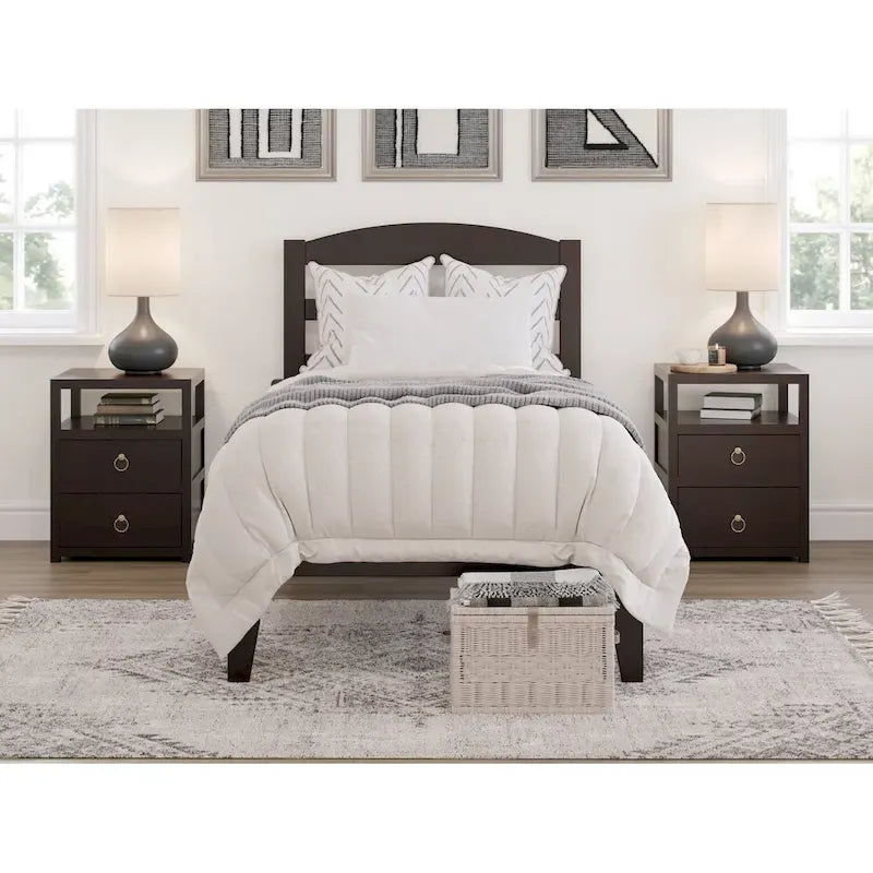 Solid Wood Platform Bed with Attachable USB Charger