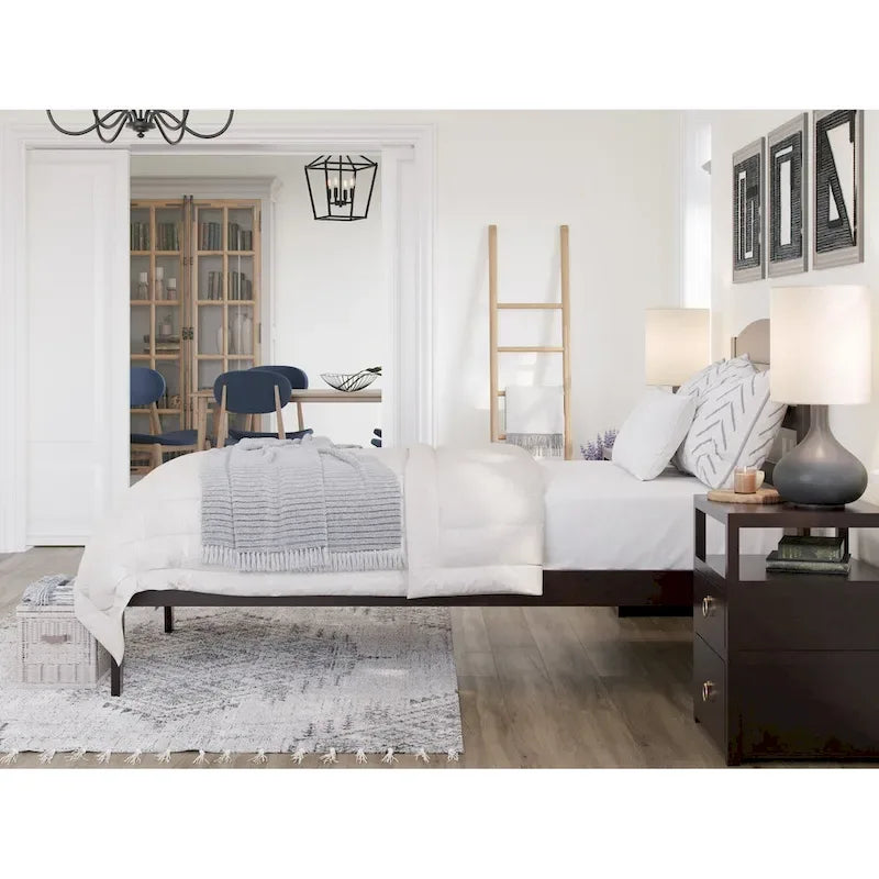 Solid Wood Platform Bed with Attachable USB Charger