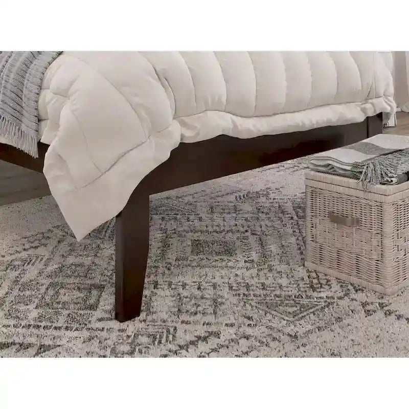 Solid Wood Platform Bed with Attachable USB Charger
