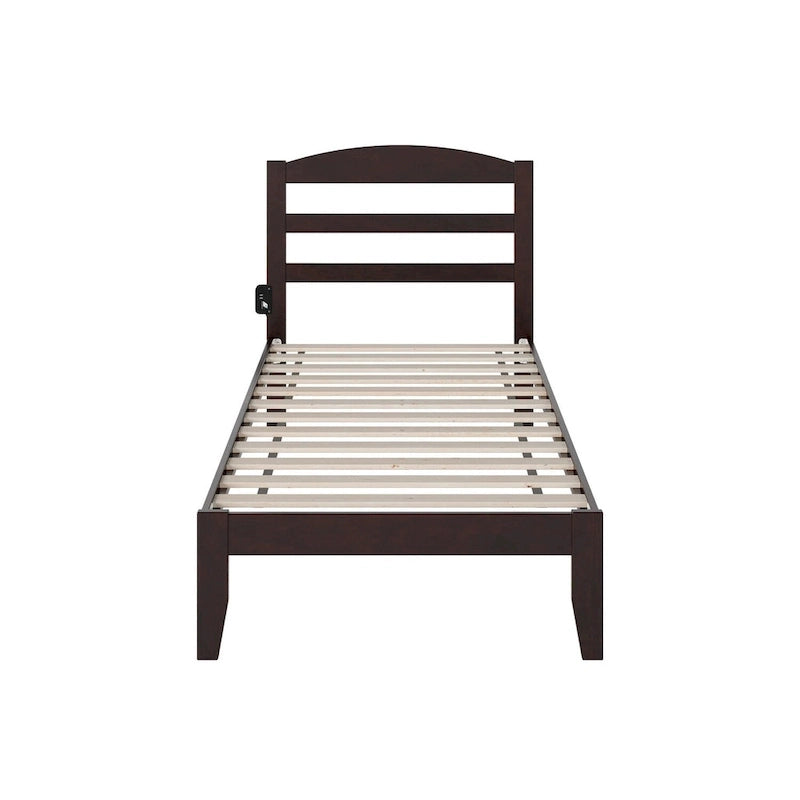 Solid Wood Platform Bed with Attachable USB Charger