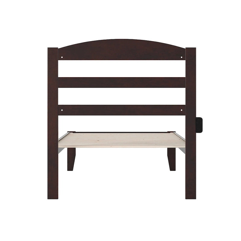 Solid Wood Platform Bed with Attachable USB Charger