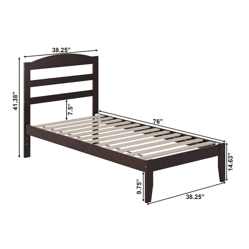 Solid Wood Platform Bed with Attachable USB Charger