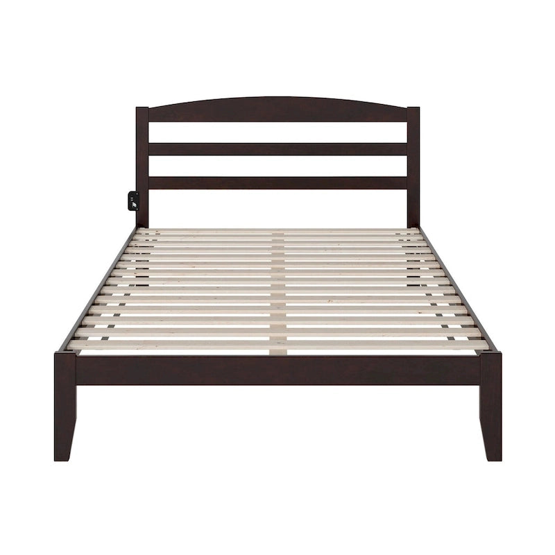 Solid Wood Platform Bed with Attachable USB Charger