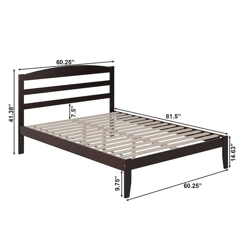 Solid Wood Platform Bed with Attachable USB Charger