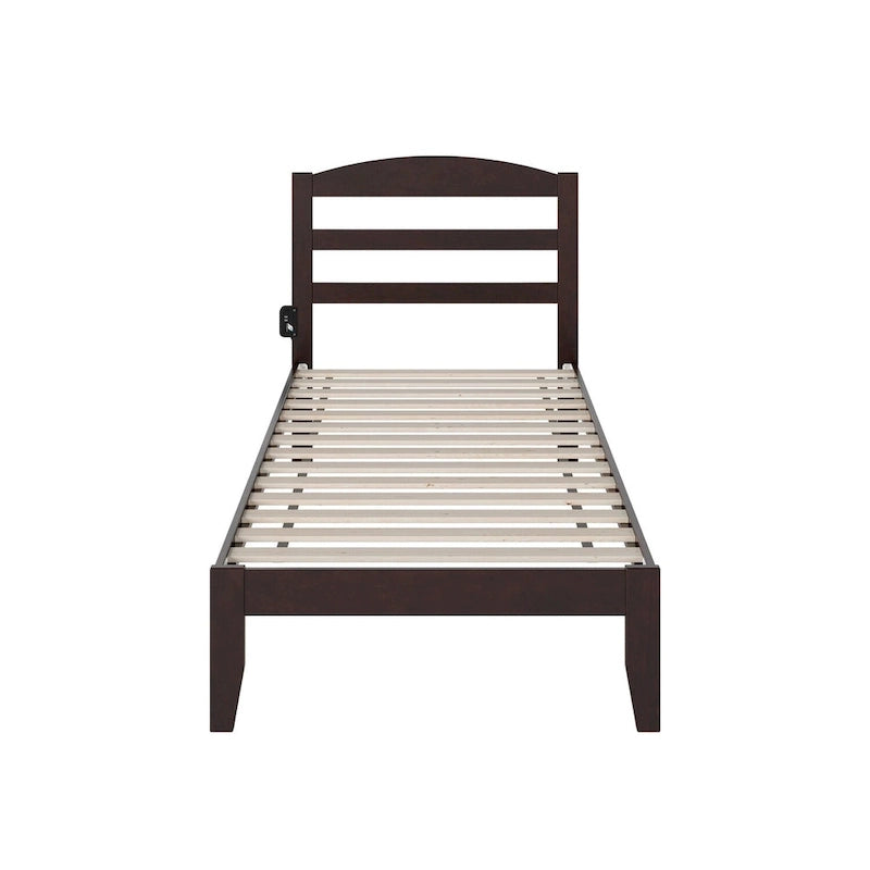 Solid Wood Platform Bed with Attachable USB Charger