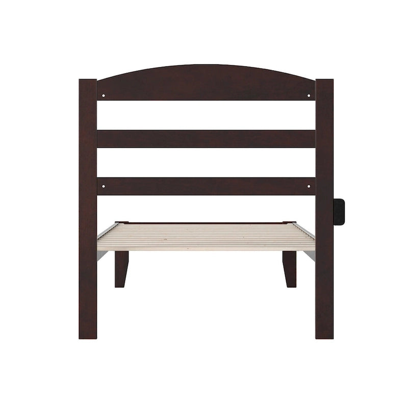 Solid Wood Platform Bed with Attachable USB Charger