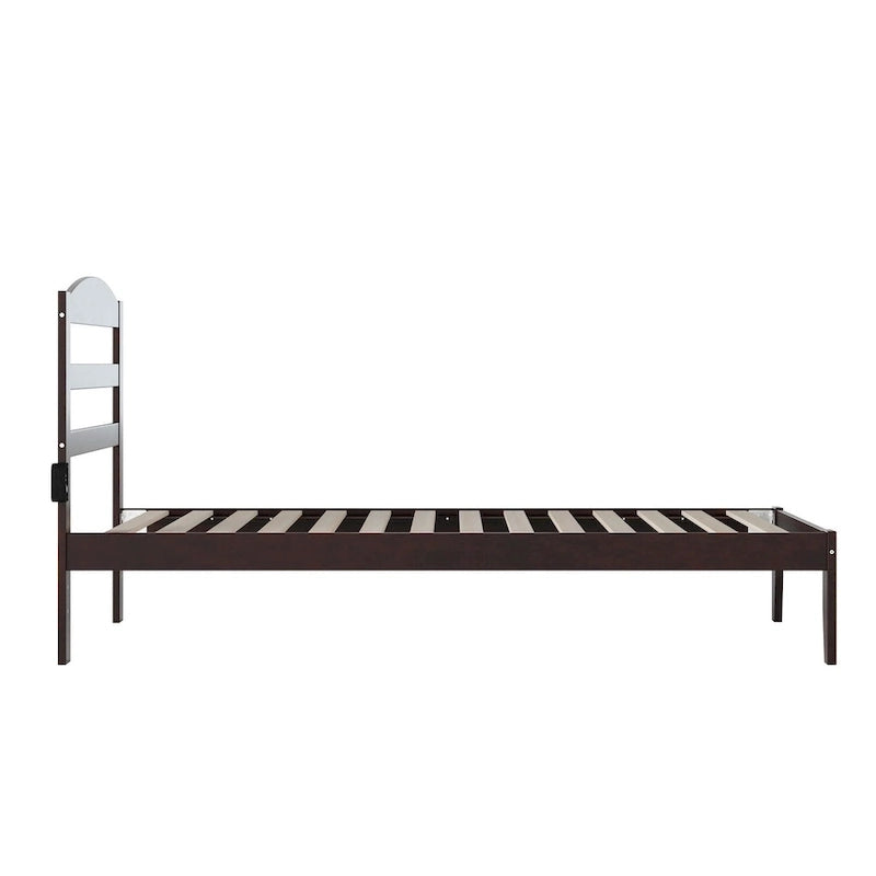 Solid Wood Platform Bed with Attachable USB Charger