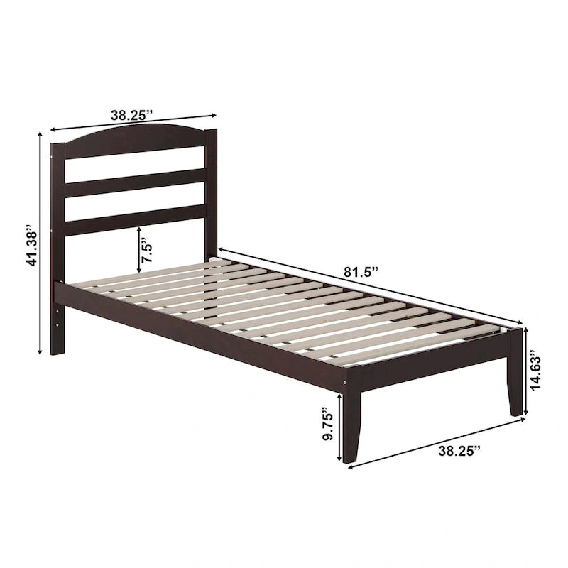 Solid Wood Platform Bed with Attachable USB Charger