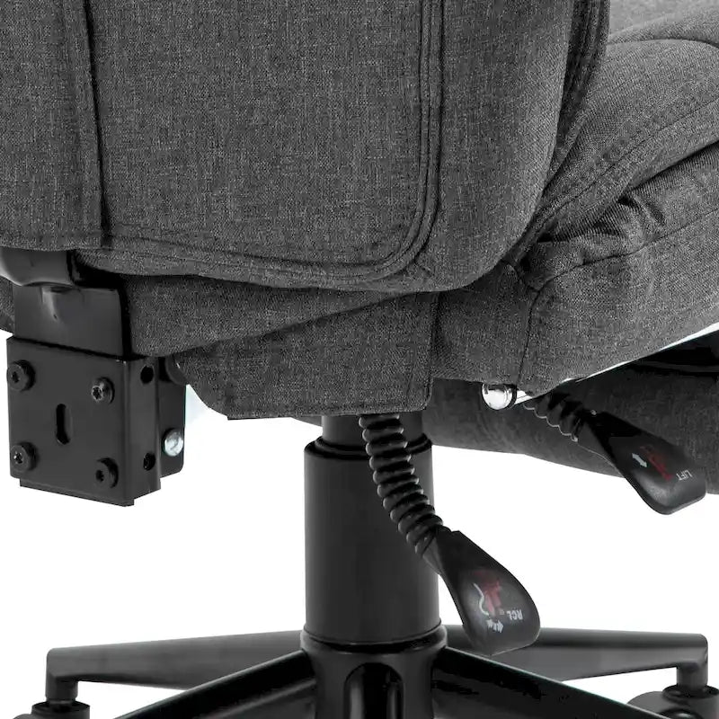 Executive Linen Fabric Home Office Chair with Retractable Footrest, Headrest, and Lumbar Support