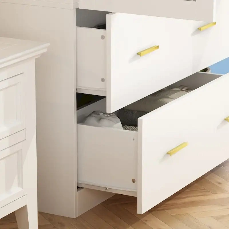 31.5W x 72H Two Door Wardrobe With Mirror White/Dark Brown Armoires - 31.5W x 72H