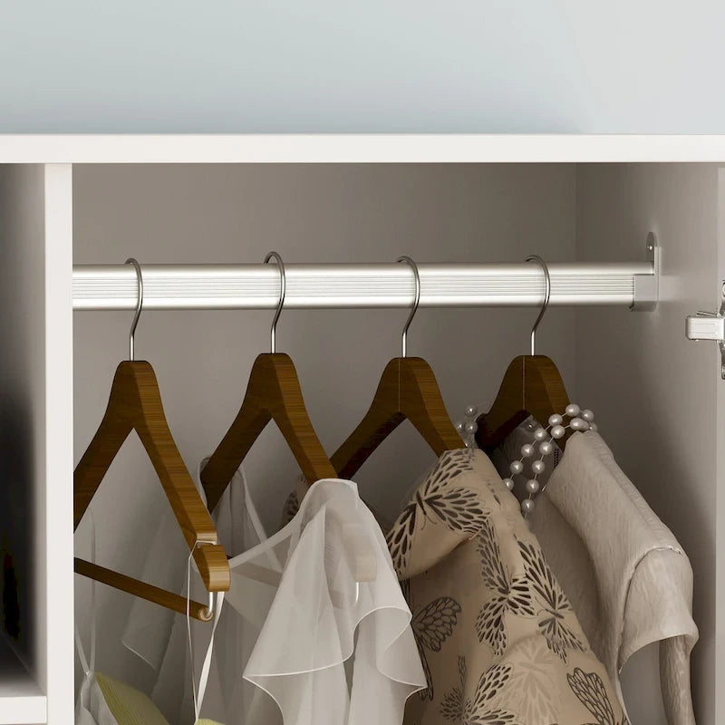 31.5W x 72H Two Door Wardrobe With Mirror White/Dark Brown Armoires - 31.5W x 72H