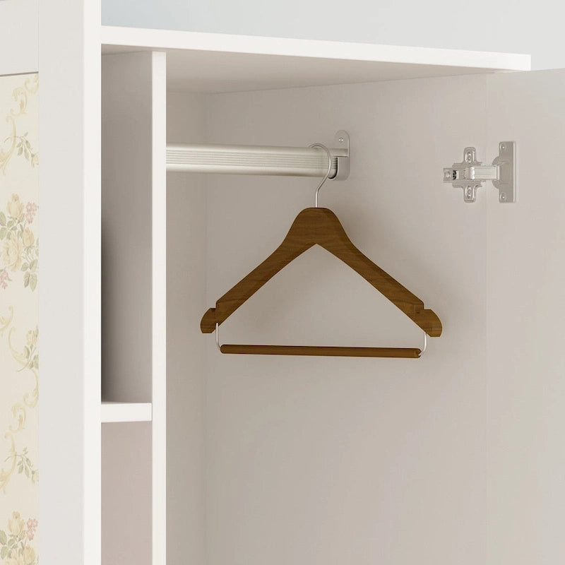 31.5W x 72H Two Door Wardrobe With Mirror White/Dark Brown Armoires - 31.5W x 72H