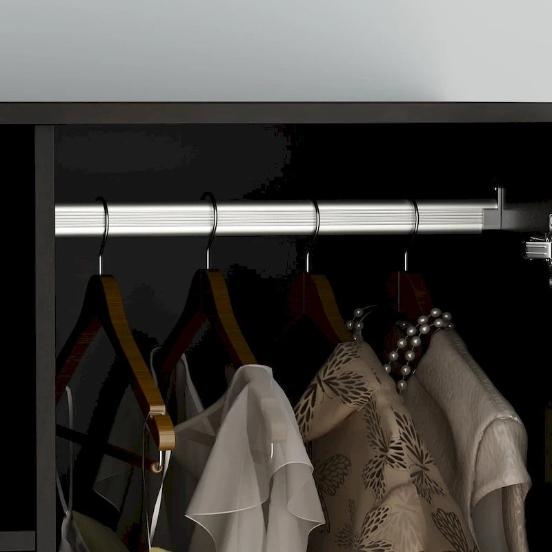 31.5W x 72H Two Door Wardrobe With Mirror White/Dark Brown Armoires - 31.5W x 72H