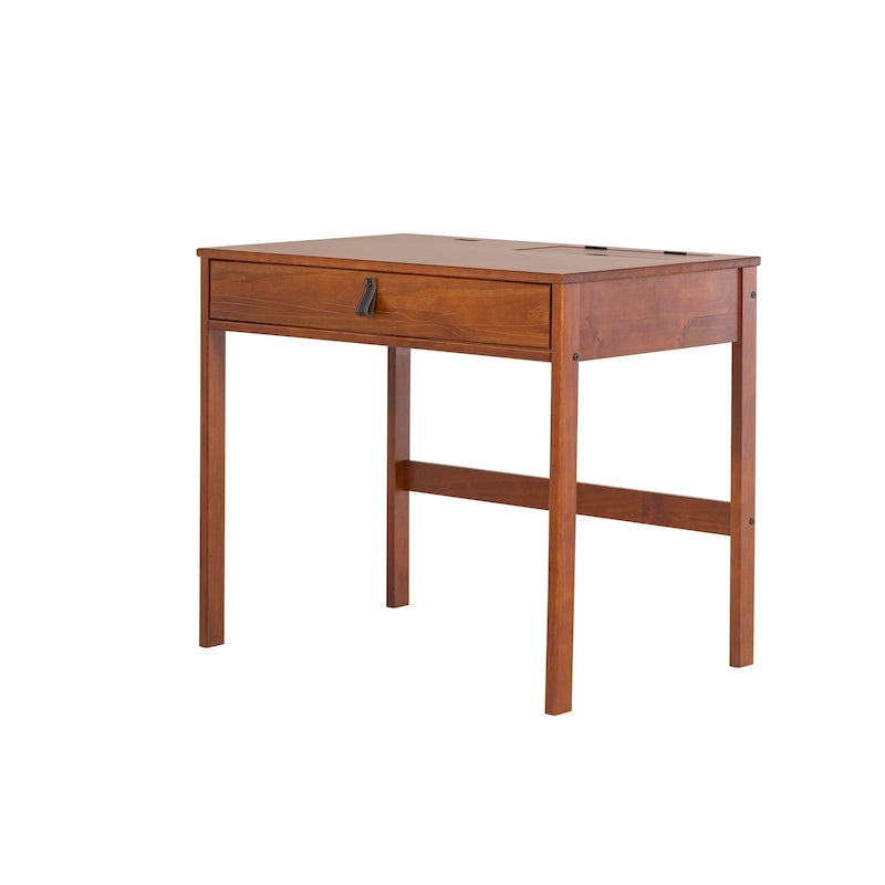 Modern Sturdy Home Office Wood Desk with Drawers and Compartments