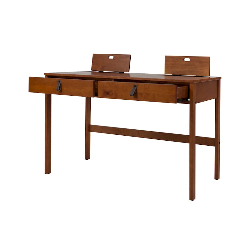 Modern Sturdy Home Office Wood Desk with Drawers and Compartments