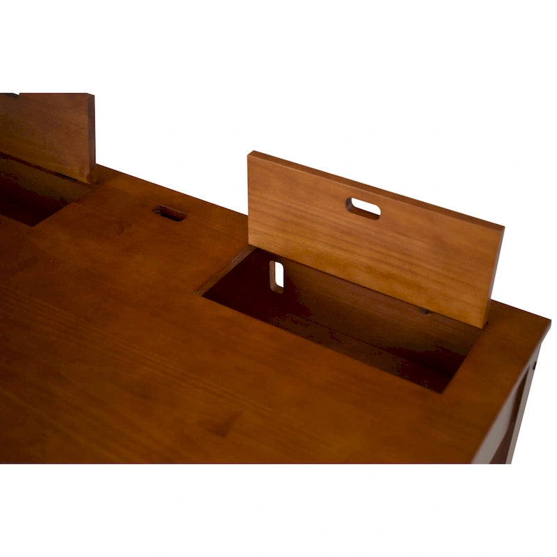 Modern Sturdy Home Office Wood Desk with Drawers and Compartments