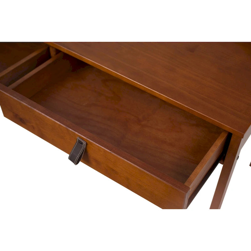 Modern Sturdy Home Office Wood Desk with Drawers and Compartments