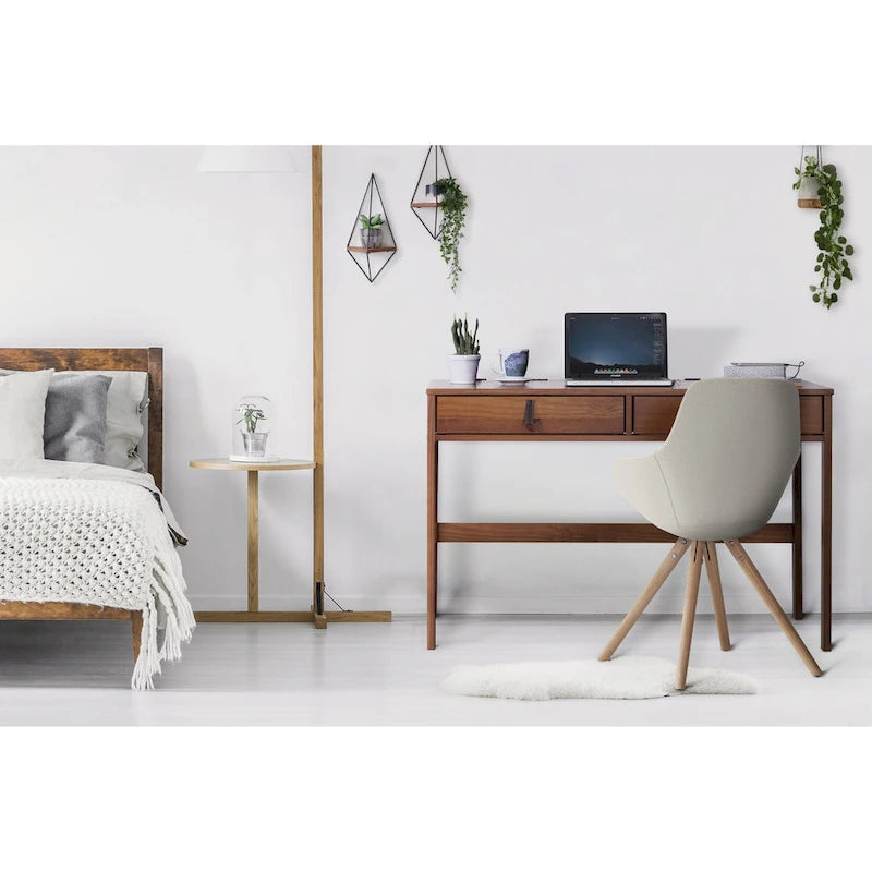 Modern Sturdy Home Office Wood Desk with Drawers and Compartments