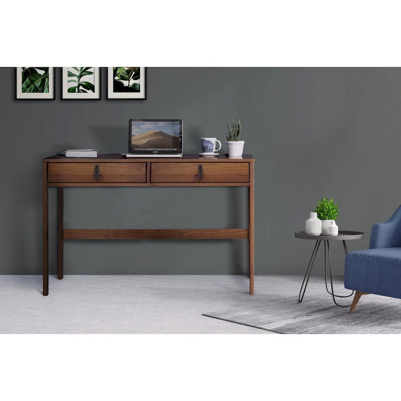 Modern Sturdy Home Office Wood Desk with Drawers and Compartments