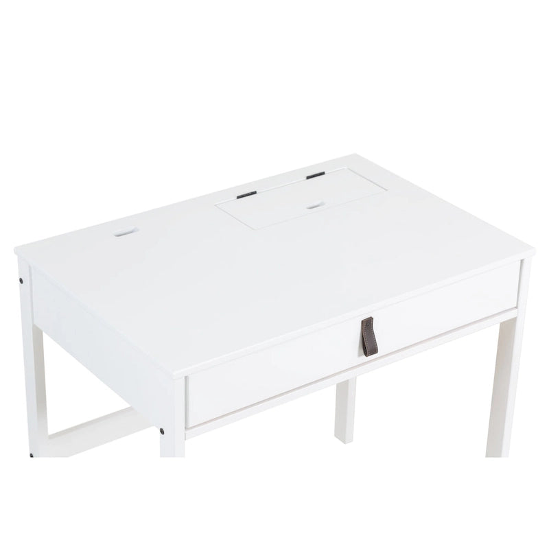 Modern Sturdy Home Office Wood Desk with Drawers and Compartments