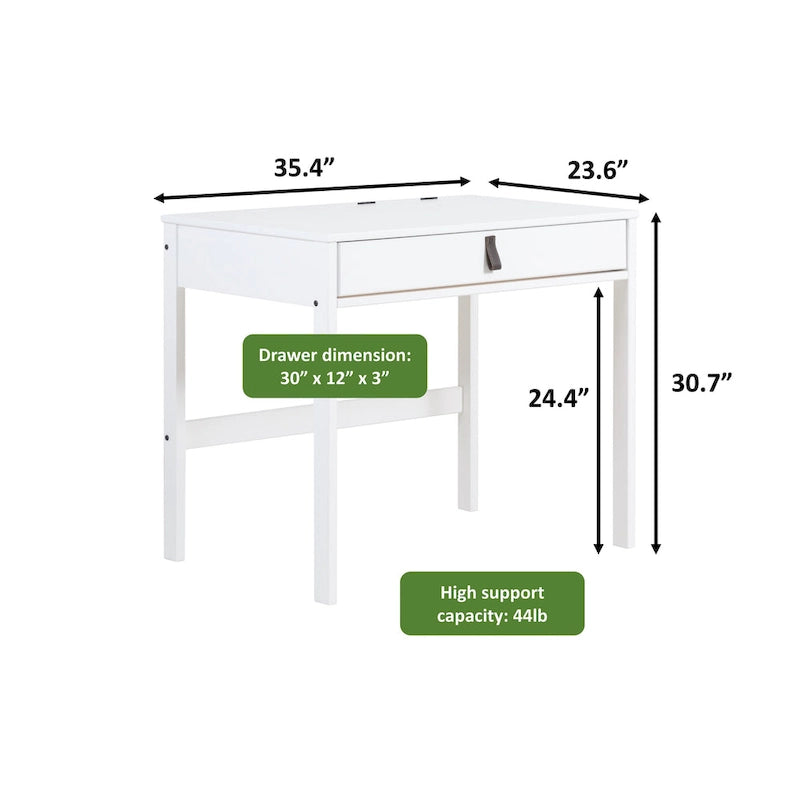 Modern Sturdy Home Office Wood Desk with Drawers and Compartments