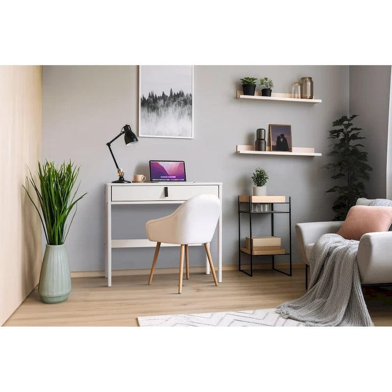 Modern Sturdy Home Office Wood Desk with Drawers and Compartments