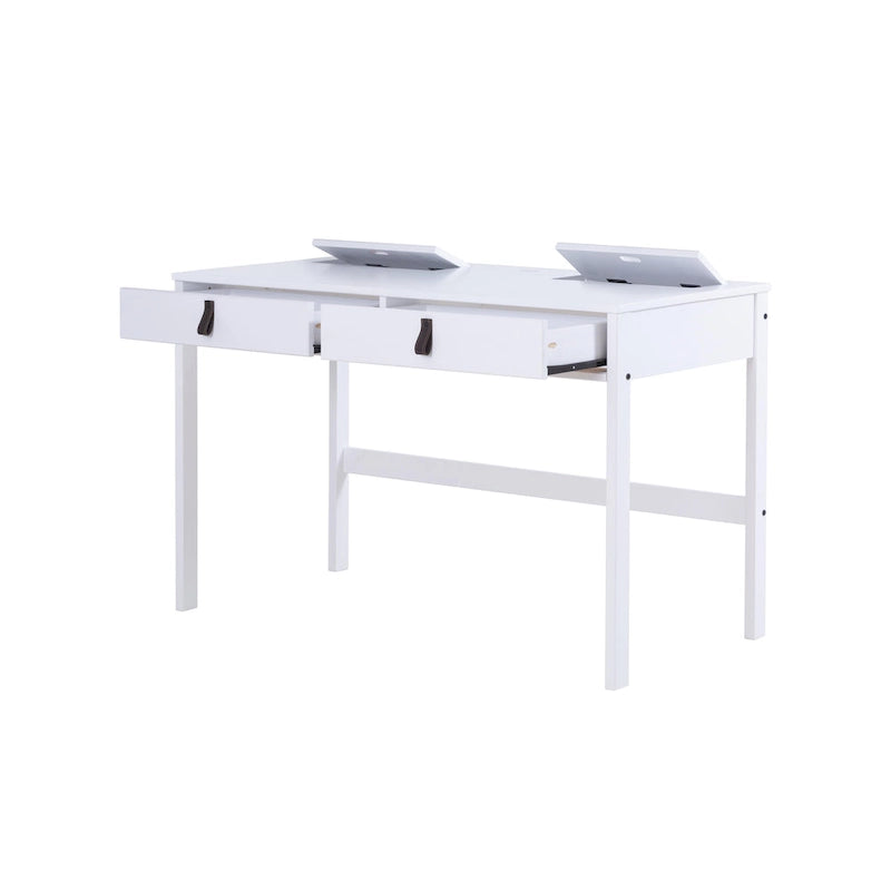 Modern Sturdy Home Office Wood Desk with Drawers and Compartments