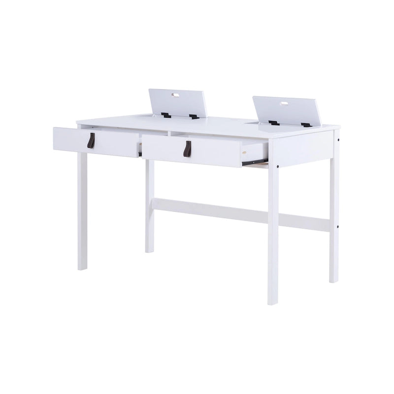 Modern Sturdy Home Office Wood Desk with Drawers and Compartments