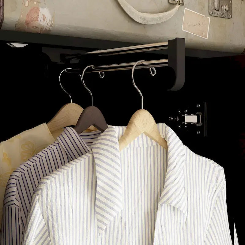 Wardrobe Closet Armoire wi/Mirror & Scalable Hanging Rod Space Saving