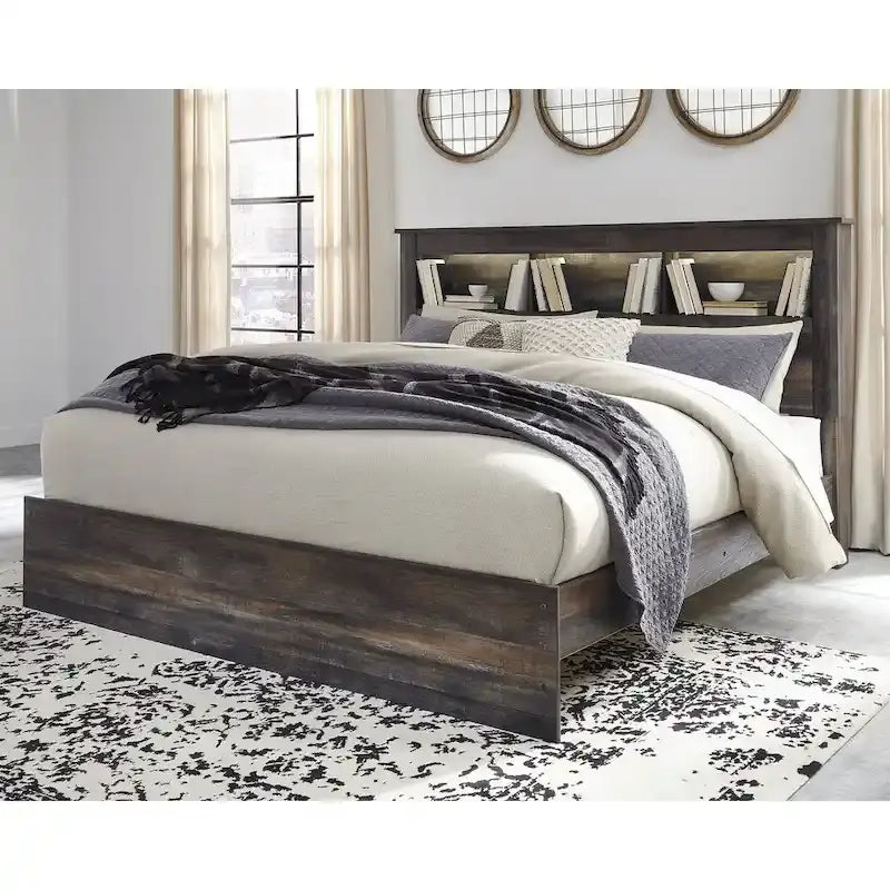 Rustic Brown Bookcase Bed