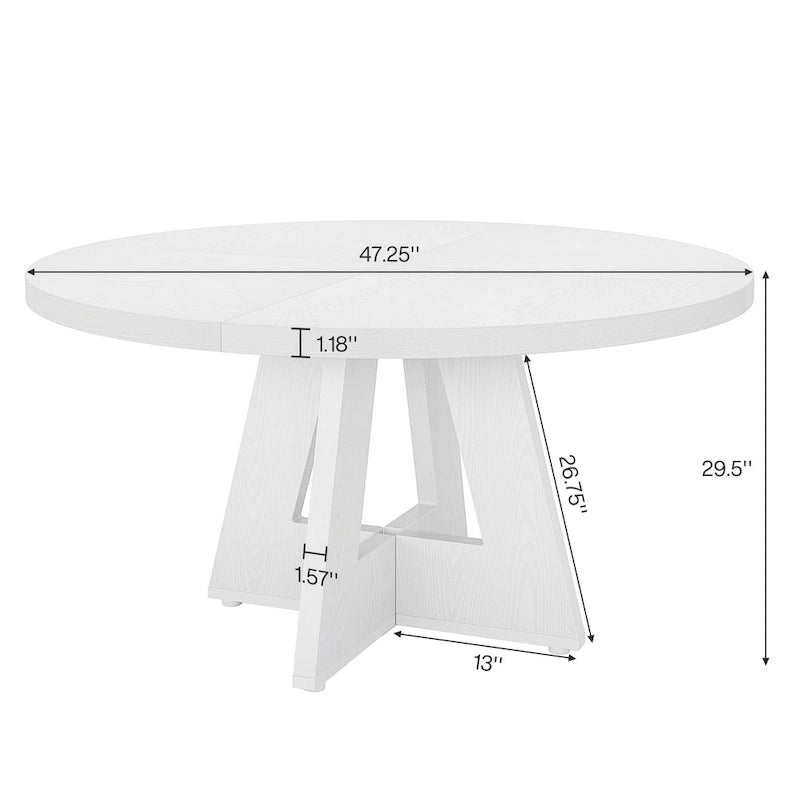 Round Dining Table for 4, 47 Inch Farmhouse Kitchen Table Small Dinner Table Wood Kitchen Table for Dining Room Living Room