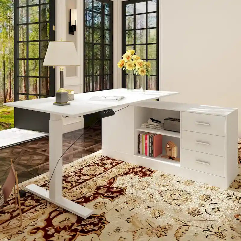 Office Solution: 63 Standing Desk Electric Lift Computer Desk White