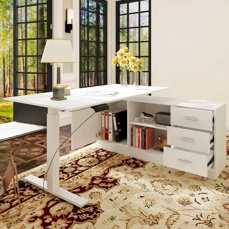 Office Solution: 63 Standing Desk Electric Lift Computer Desk White