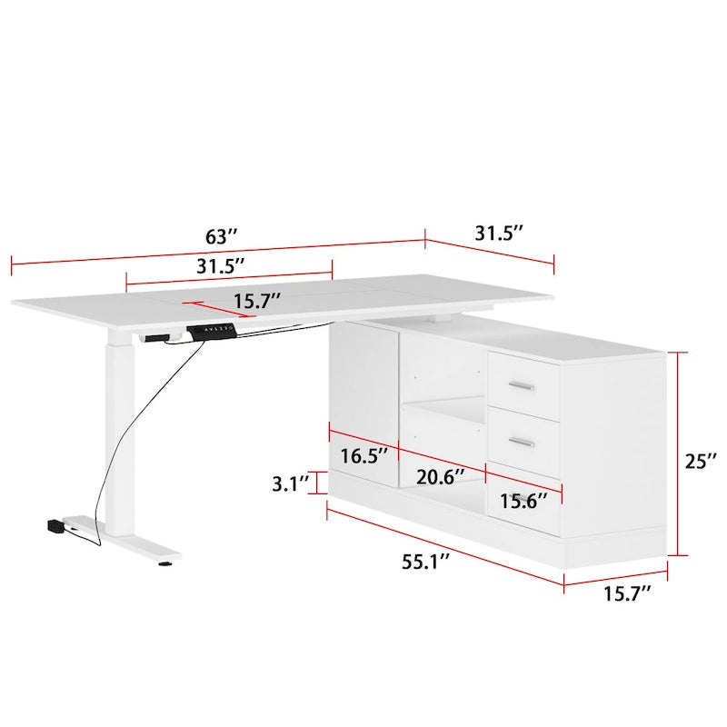 Office Solution: 63 Standing Desk Electric Lift Computer Desk White