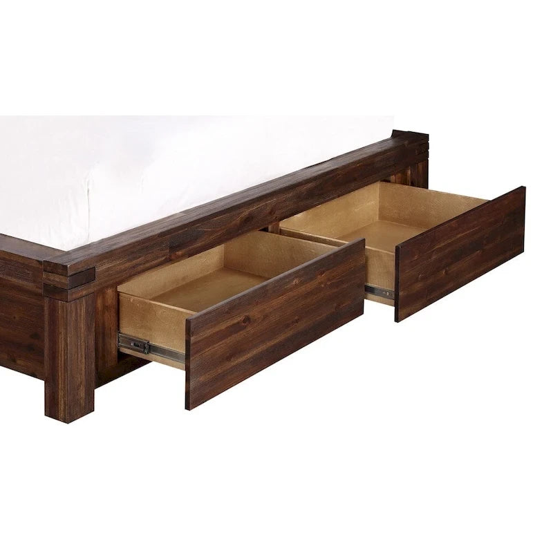 Solid Wood Footboard Storage Bed in Brick Brown