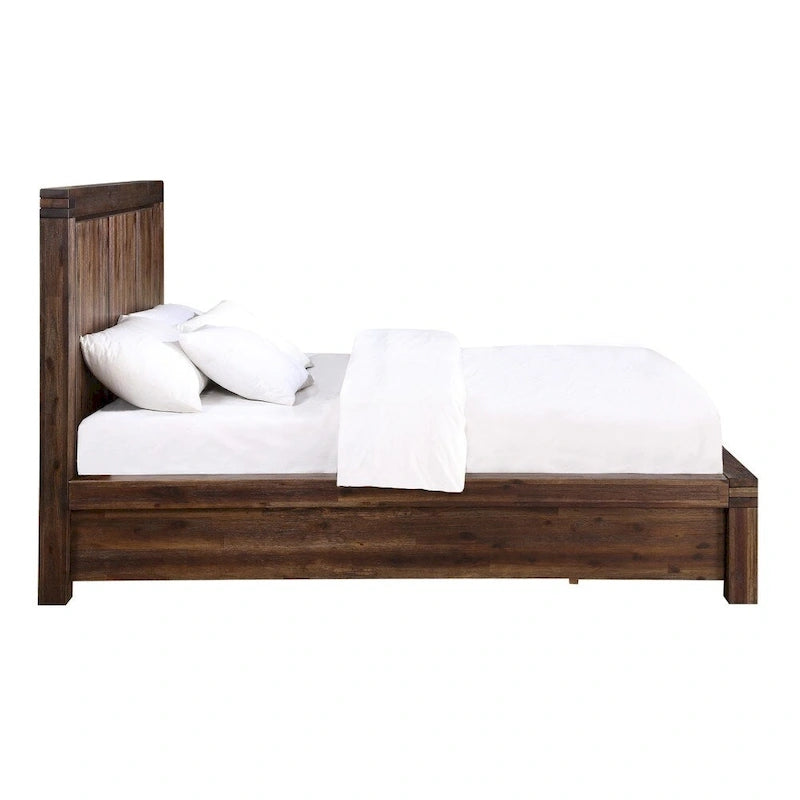 Solid Wood Footboard Storage Bed in Brick Brown